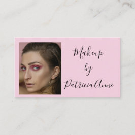 Elegant Blush Pink Script Photo Makeup Busine 名刺