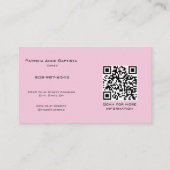Elegant Blush Pink Script Photo QR Code Makeup 名刺 (裏面)