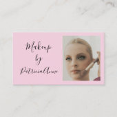 Elegant Blush Pink Script Photo QR Code Makeup 名刺 (正面)