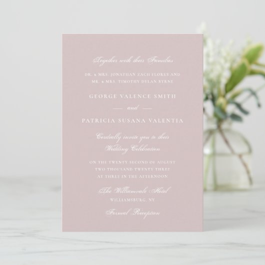 Elegant Blush Pink Script Wedding 招待状 (スタンド正面)