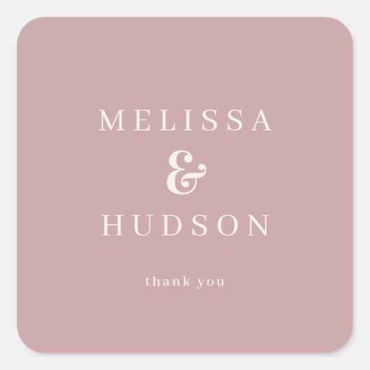 Elegant Blush Pink Serif Wedding Sticker スクエアシール (正面)