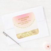 Elegant Blush Pink Shiny Gold Ombre Candle Label スクエアシール (封筒)