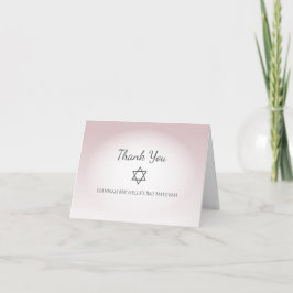 Elegant Blush Pink Simple Feminine Bat Mitzvah サンキューカード