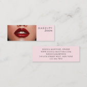Elegant Blush Pink Typography Photo Makeup スキニー名刺 (正面/裏面)