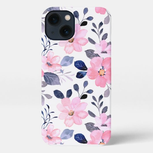 Elegant Blush Pink Watercolor Floral Phone Case iPhoneケース (裏面)