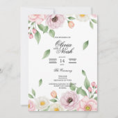 Elegant Blush Pink Watercolor Floral Wedding 招待状 (正面)