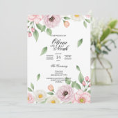 Elegant Blush Pink Watercolor Floral Wedding 招待状 (スタンド正面)