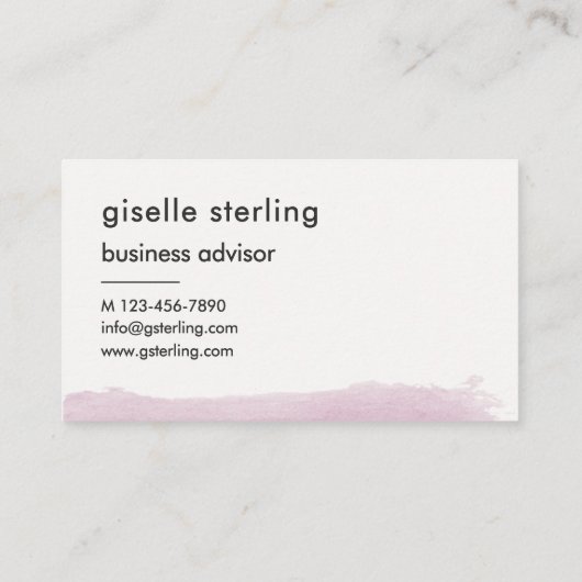 Elegant Blush Pink Watercolor Modern Professional  名刺 (裏面)