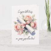Elegant Blush Pink Watercolor Roses Graduation  カード (正面)