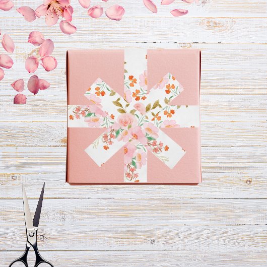 Elegant Blush Pink Watercolour Luxury Floral サテンリボン