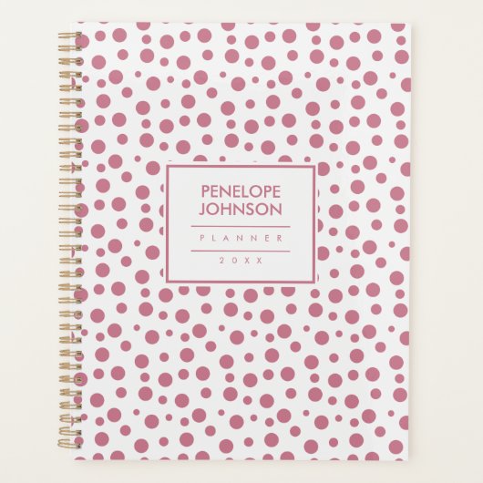 Elegant Blush Pink White Polka Dot Pattern プランナー手帳 (正面)