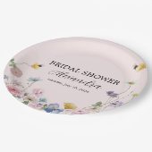 Elegant Blush Pink Wildflower Bridal Shower ペーパープレート (アングル)
