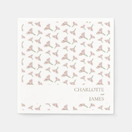 Elegant Blush Pink Wildflower Minimalist Wedding スタンダードカクテルナプキン