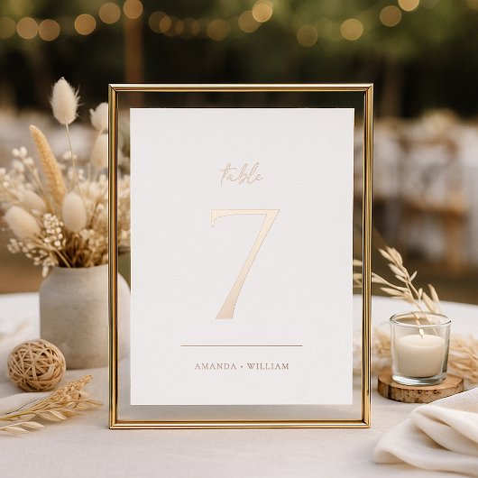 Elegant Blush Real Foil Table Number Card 箔招待状