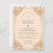 Elegant Blush Rose Arch Wedding 招待状 (正面)
