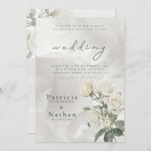 Elegant Blush Rose Floral Frame Wedding 招待状 (正面/裏面)