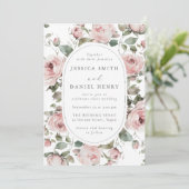 Elegant Blush Rose Floral Wedding 招待状 (スタンド正面)