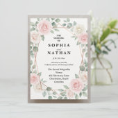 Elegant Blush Rose & Geometric Gold Wedding Invite 招待状 (スタンド正面)