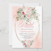 Elegant Blush Rose Gold Bridal Shower Invitation 招待状 (正面)