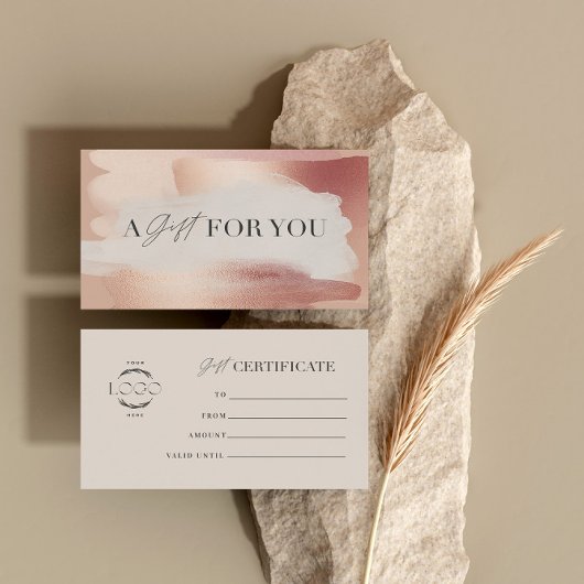 Elegant Blush Rose gold Gift Certificate 名刺