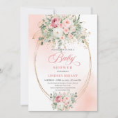 Elegant Blush Rose Gold Girl Baby Shower Invite 招待状 (正面)