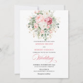 Elegant Blush Rose Gold Glitter Wedding Invitation 招待状 (正面)