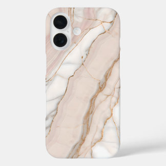 Elegant Blush Rose Gold Marble iPhone 16ケース