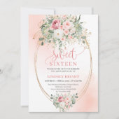 Elegant Blush Rose Gold Sweet Sixteen Invitation 招待状 (正面)