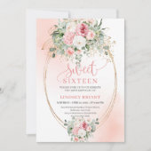 Elegant Blush Rose Gold Sweet Sixteen Invitation 招待状 (正面)