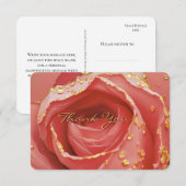  Elegant Blush Rose & Gold Thank You Card サンキューカード (正面/裏面)