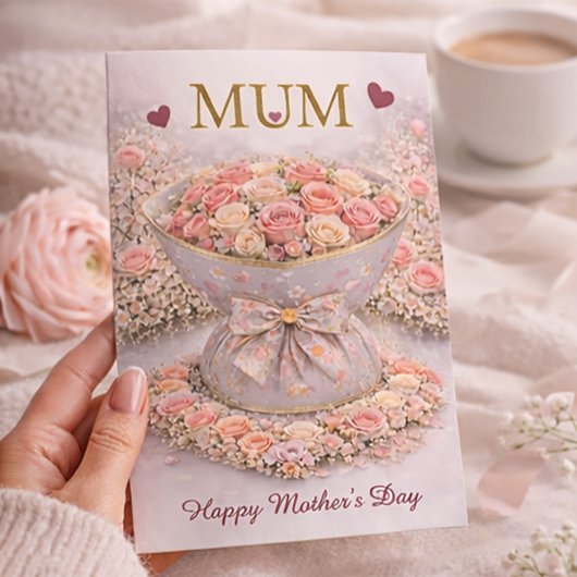Elegant Blush Rose “MUM” Mother’s Day Card  カード