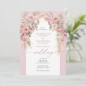 Elegant Blush Roses Boho Romantic Floral Wedding 招待状 (スタンド正面)