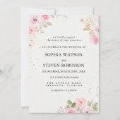 Elegant blush roses wedding 招待状 (正面)