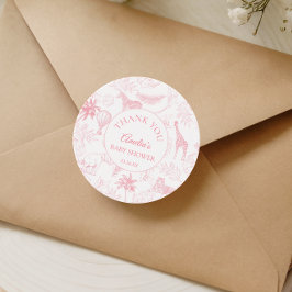 Elegant Blush Safari Jungle Animals Baby Shower ラウンドシール