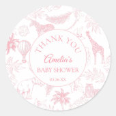 Elegant Blush Safari Jungle Animals Baby Shower ラウンドシール (正面)