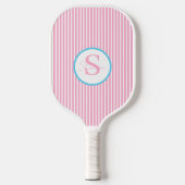 Elegant Blush Striped Monogram Pickleball Paddle ピックルボールラケット (正面)