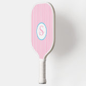 Elegant Blush Striped Monogram Pickleball Paddle ピックルボールラケット (左)