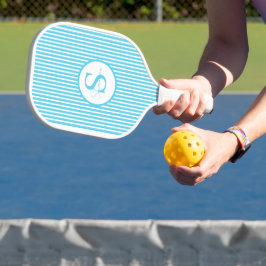 Elegant Blush Striped Monogram Pickleball Paddle ピックルボールラケット