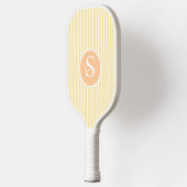 Elegant Blush Striped Monogram Pickleball Paddle ピックルボールラケット (左)