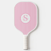 Elegant Blush Striped Monogram Pickleball Paddle ピックルボールラケット (正面)