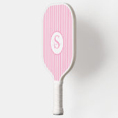Elegant Blush Striped Monogram Pickleball Paddle ピックルボールラケット (左)
