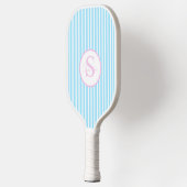 Elegant Blush Striped Monogram Pickleball Paddle ピックルボールラケット (左)