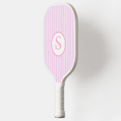 Elegant Blush Striped Monogram Pickleball Paddle ピックルボールラケット (左)