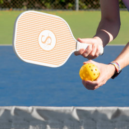 Elegant Blush Striped Monogram Pickleball Paddle ピックルボールラケット