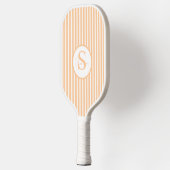 Elegant Blush Striped Monogram Pickleball Paddle ピックルボールラケット (左)
