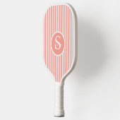 Elegant Blush Striped Monogram Pickleball Paddle ピックルボールラケット (左)