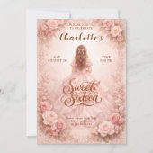 Elegant Blush Sweet Sixteen Birthday Card 招待状 (正面)