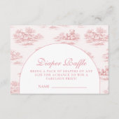 Elegant Blush Toile Baby Shower Diapper Raffle エンクロージャーカード (正面)
