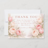 Elegant Blush Tulip Floral Wedding サンキューカード (正面)