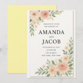 Elegant Blush Watercolor Floral Wedding Invitation 招待状 (正面/裏面)